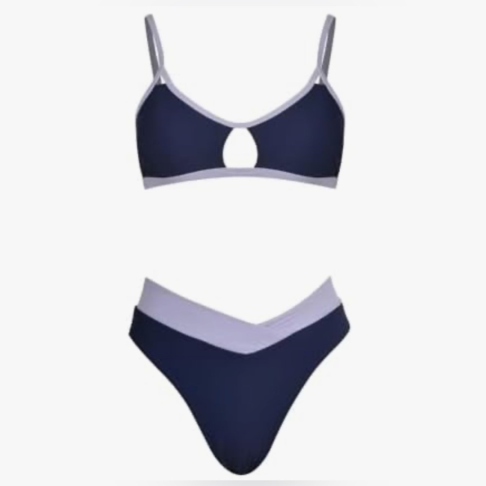 CUPSHE  Lavender Dream Keyhole Bikini Top & V-Waist Bottoms Set Size M